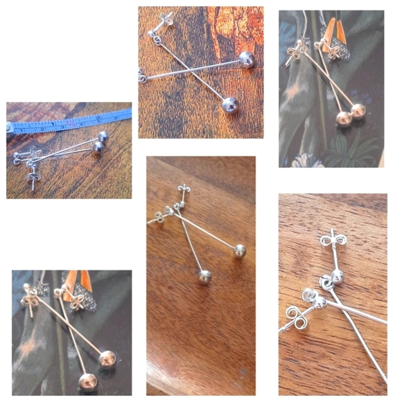 925 sterling silver  drop ball earrings - Picture 1 of 7